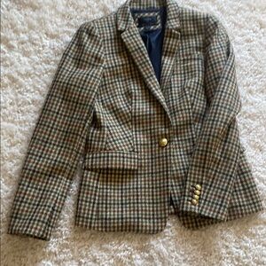 J. Crew Plaid Blazer with Gold Buttons